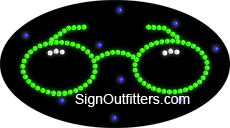 Eye Glasses Graphic LED Sign - Flashing Design