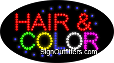 Hair & Color LED Sign - Flashing Design