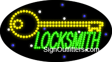 Locksmith with Key Graphic LED Sign - Flashing Design