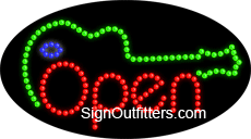 Open with Guitar Graphics LED Sign - Flashing Design