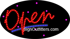 Open with Mug Graphics LED Sign - Flashing Design