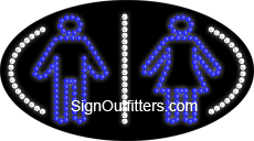 Restrooms Logo LED Sign - Flashing Design