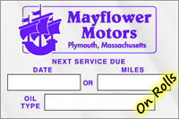 Oil Change Stickers - 3381 - On Rolls of 1000