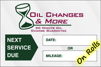 Oil Change Stickers - 3382 - On Rolls two panel layout