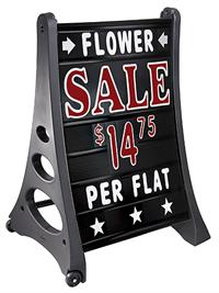 Ultimate Quick-Load ''A'' Frame Sidewalk / Curb Sign Kit with Letters - Deluxe Black Face