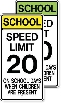 School Speed Limit 20 On School Days When Children Are Present