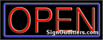 Open with Blue Border Neon Sign - Regular Design