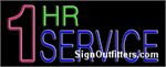 1 Hour Service Neon Sign - Regular Design