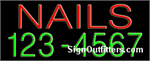 Nails with Phone Number Neon Sign - Regular Design