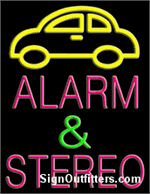 Alarm & Stereo Neon Sign - Large Design