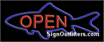Open with Fish Border Neon Sign - Regular Design