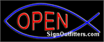 Open with Fish Graphic Neon Sign - Regular Design