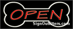 Open with Bone Graphic Neon Sign - Regular Design