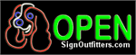Open with Dog Graphic Neon Sign - Regular Design