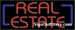Real Estate with Blue Brackets Neon Sign - Regular Design