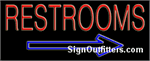 Restrooms with Arrow Neon Sign - Regular Design