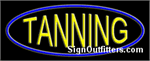 Tanning with Blue Oval Border Neon Sign - Regular Design