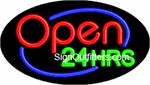 Open 24 Hours Neon Sign - Flashing Design