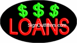 Loans with Dollar Sign Graphic Neon Sign - Flashing Design