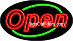 Open with Green Border Neon Sign - Flashing Design