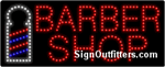 Barber Shop with Barber Pole Graphic LED Sign - Regular Design
