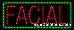 Facial with Green Border LED Sign - Regular Design