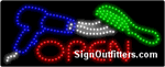 Open with Hair Dryer & Comb Graphic LED Sign - Regular Design