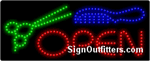 Open with Scissors & Comb Graphic LED Sign - Regular Design