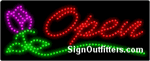 Open with Rose Graphic LED Sign - Regular Design