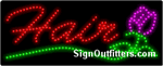 Hair with Rose Graphic LED Sign - Regular Design