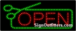 Open with Scissors Border LED Sign - Regular Design