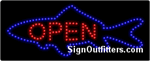 Open with Shark Border LED Sign - Regular Design