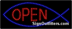 Open with Fish Border LED Sign - Regular Design