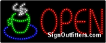 Open with Cappuccino Graphic LED Sign - Regular Design