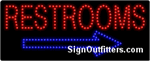 Restrooms with Right Arrow LED Sign - Regular Design