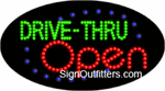 Drive-Thru Open with Slanted Border LED Sign - Flashing Design