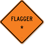 Flagger Sign with Custom Text 36 x 36