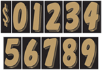 Gold and Black Adhesive Windshield Numbers