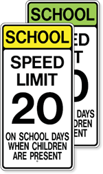 School Speed Limit 20 On School Days When Children Are Present