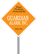Security Yard Signs - Diamond Shape - 2 Color - Stake Included