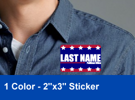 Lapel Sticker Special - 2 inch by 3 inch - 1 Color