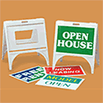 Portable a-frame sign. Available blank, pre-designed or as a custom sign. Call us with you custom needs.