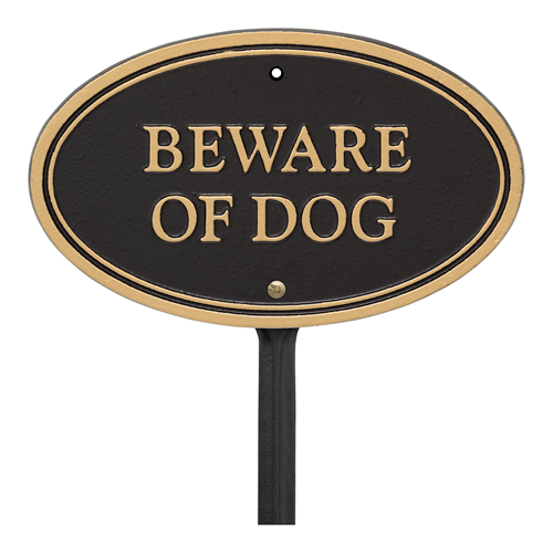 Beware Of Dog Sign Lawn Oval