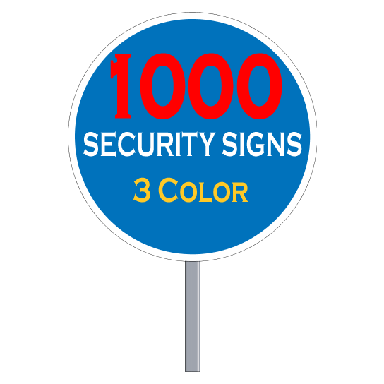 Security Yard Signs Circle Shape 3 Color 1000 Per Box