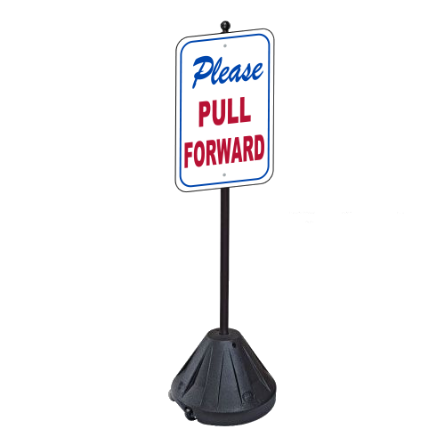 Please Pull Forward Sign With Portable Pole