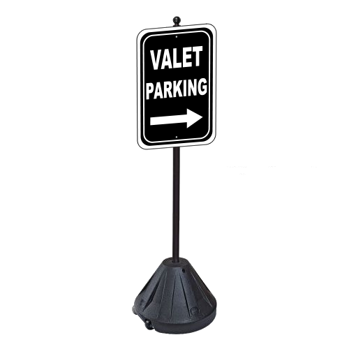 Valet Parking With Right Arrow Sign With Portable Pole