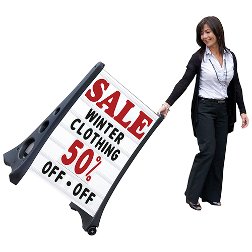 Rolling QuickLoad A Frame Deluxe Sidewalk Sign with Wheels