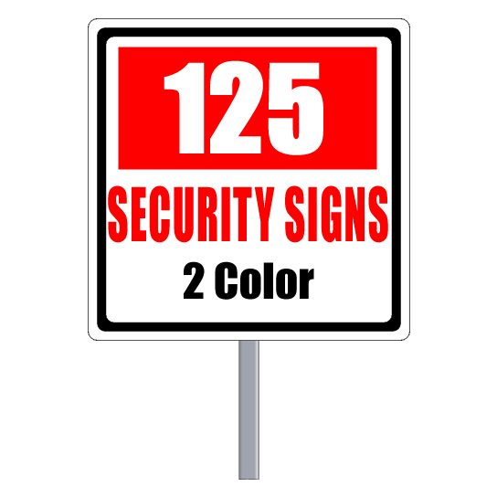 Security Yard Signs Square Shape 2 Color (125 Per Box)