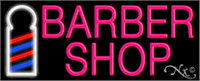 Barber Shop with Barber Pole Graphic Neon Sign - Regular Design