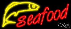 Seafood with Fish Clip Art Neon Sign - Regular Design